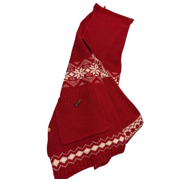 LOGG H&M red white holiday Christmas scarf shawl wool warm festive pckts 83x12 - Picture 3 of 11